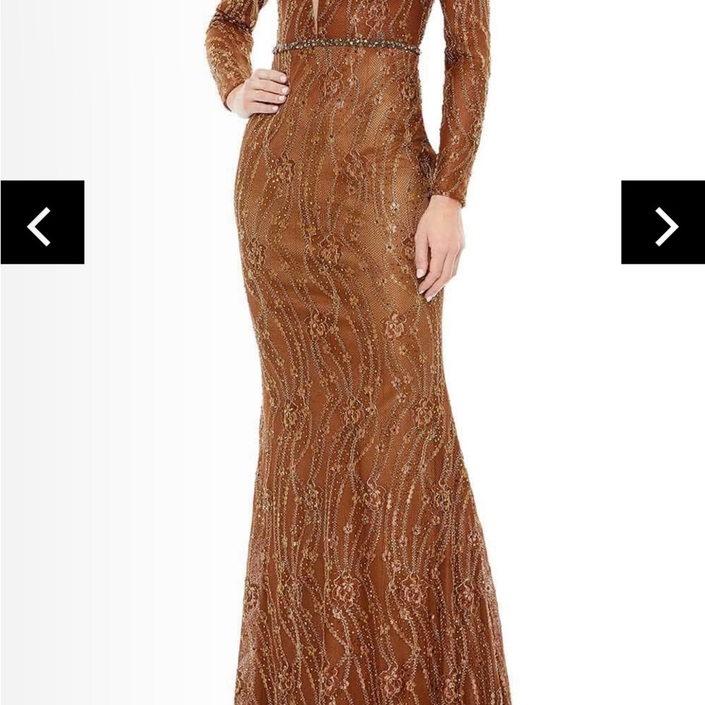 Mac Duggal Brown Long Sleeve Dress - Picture 3 of 6